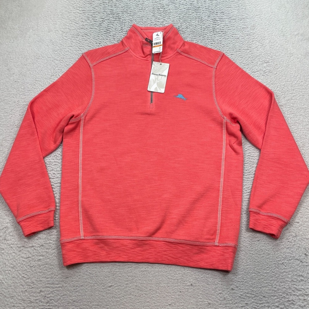 Tommy Bahama Pink Tobago Bay Half Zip Sweatshirt Men's Size Small $118 NWT‎